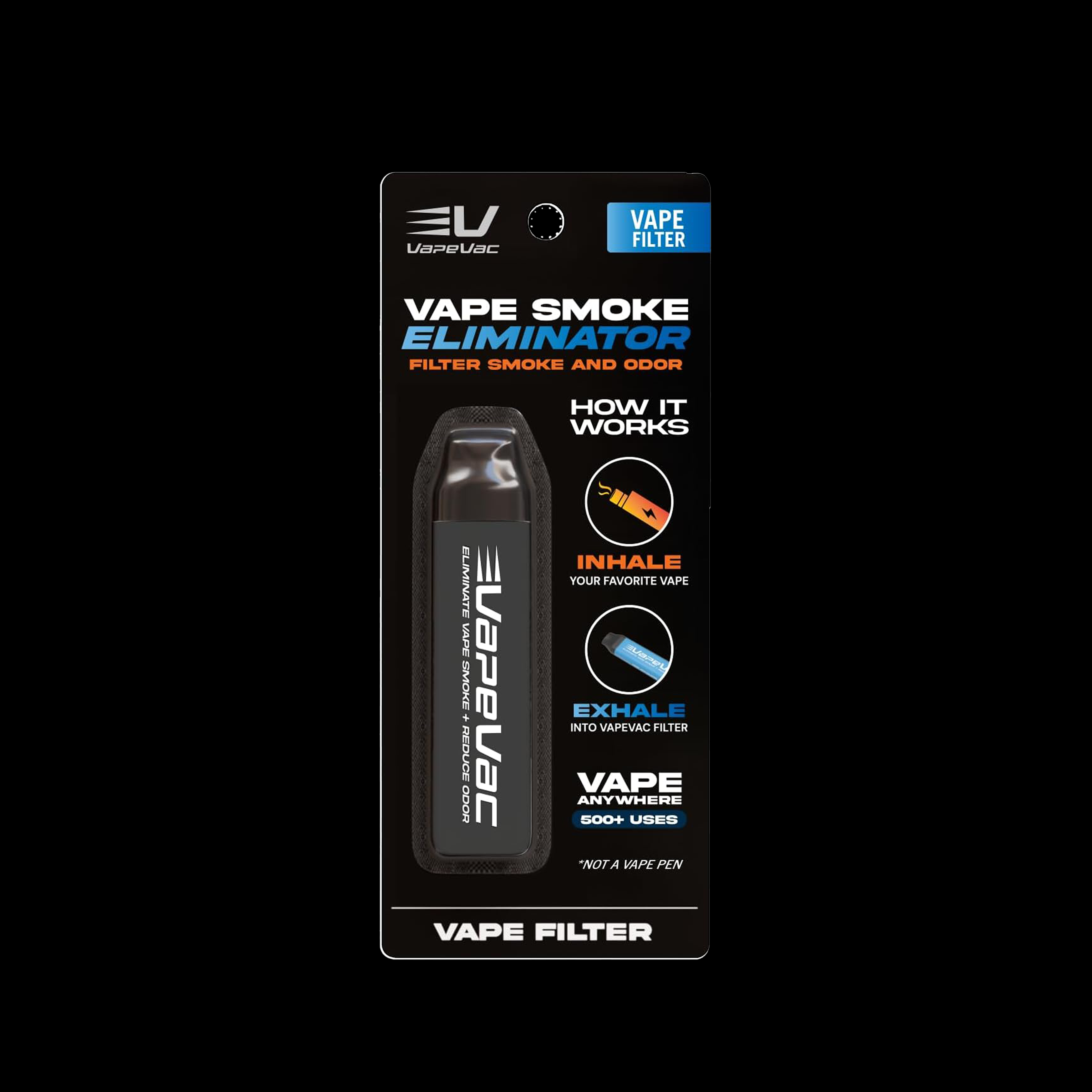 VapeVac 1 Pack Black | Personal Vape Filter | Vape Anywhere VapeVac 1 Pack Black | Personal Vape Filter | Vape Anywhere